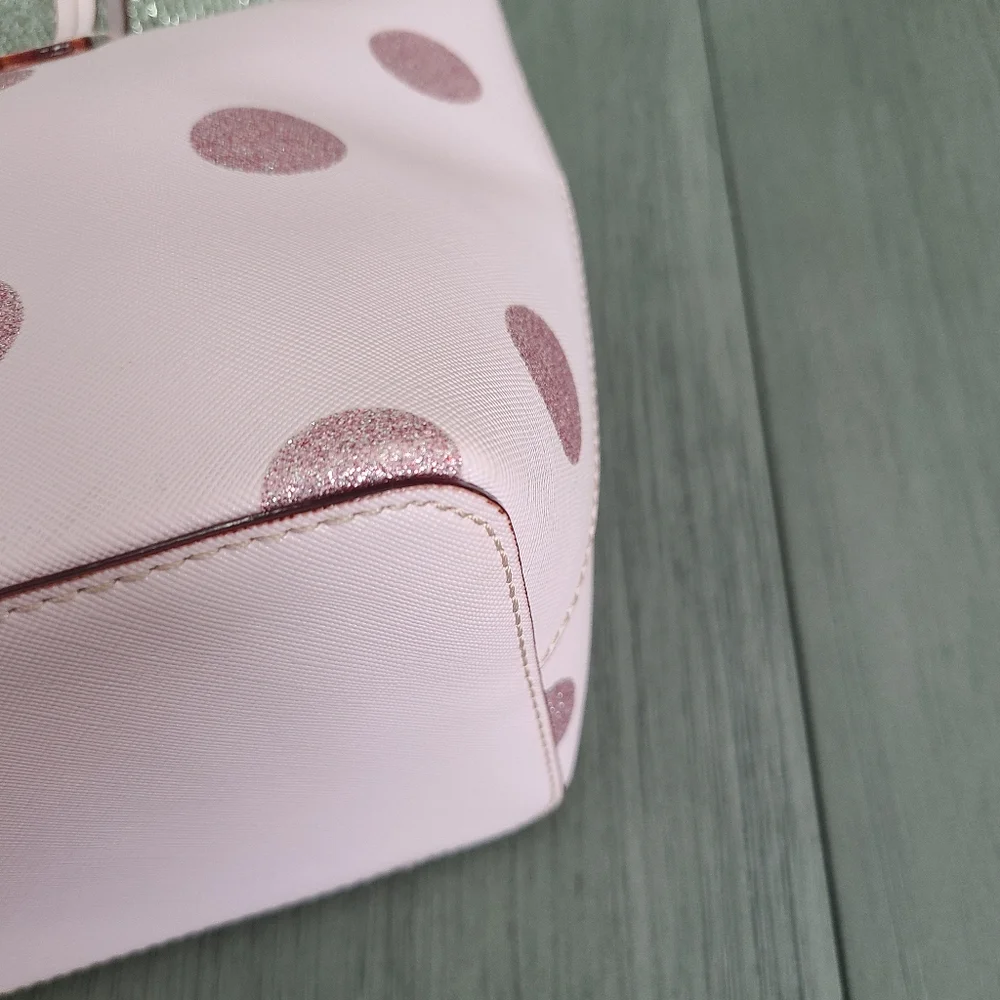 NWT - Kate Spade - Hani, Haven Lane Glitter Pink Polka Dot Tote - Picture 7 of 16